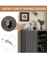 homfan 5 Tier Shoe Cabinet with Fluted Door, 13.7 x 31.6 x 41.5 in