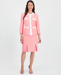 Le Suit Women's Jewel-Neck Framed Jacket & Box-Pleat Pencil Skirt