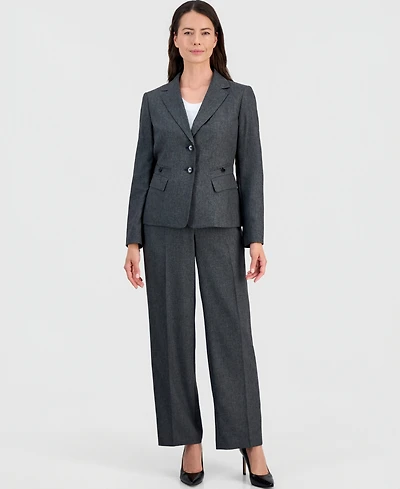 Le Suit Women's Four-Pocket Jacket & Fly-Front Wide-Leg Pants