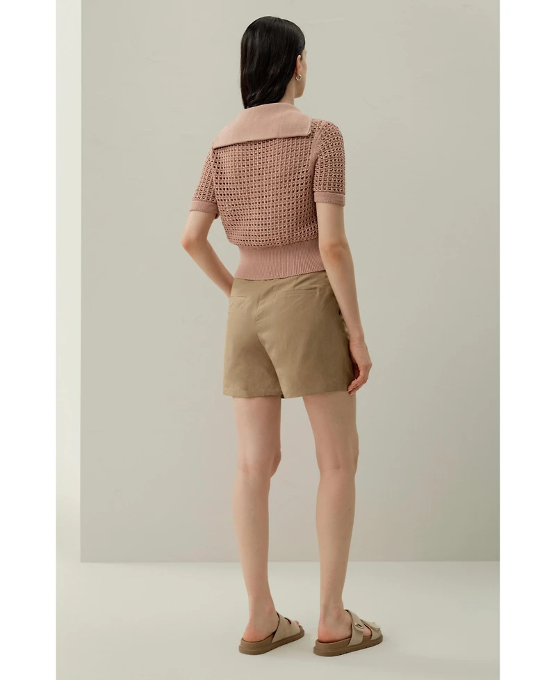 Lilysilk Women's Toscana Pointelle Knit Double-Zip Cardigan