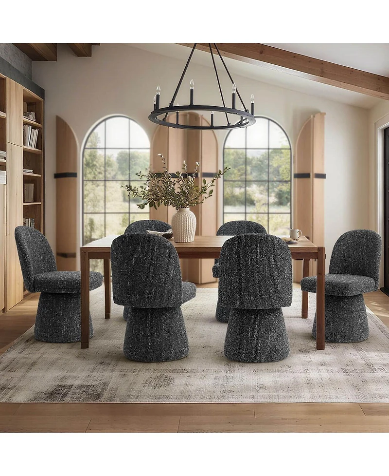 Maison Boucle Textured Upholstered Swivel Dining Side Chair, Armless 1 Piece