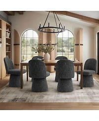 Maison Boucle Textured Upholstered Swivel Dining Side Chair, Armless 1 Piece