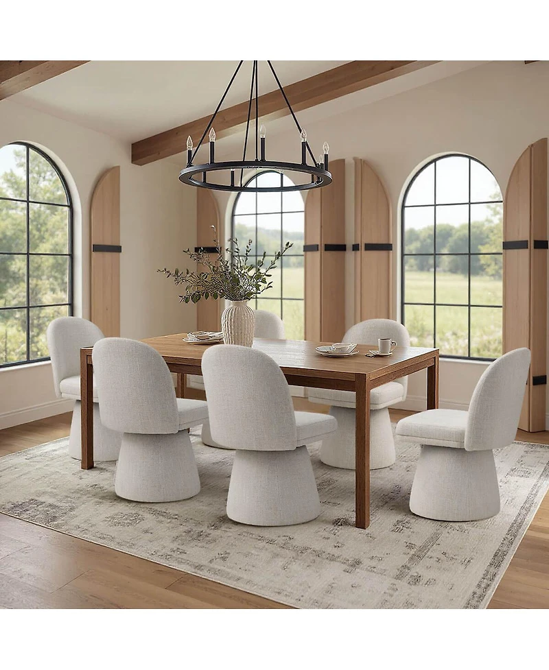 Maison Boucle Textured Upholstered Swivel Dining Side Chair, Armless 1 Piece