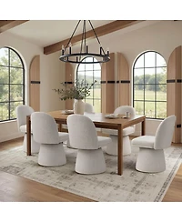 Maison Boucle Textured Upholstered Swivel Dining Side Chair, Armless 1 Piece