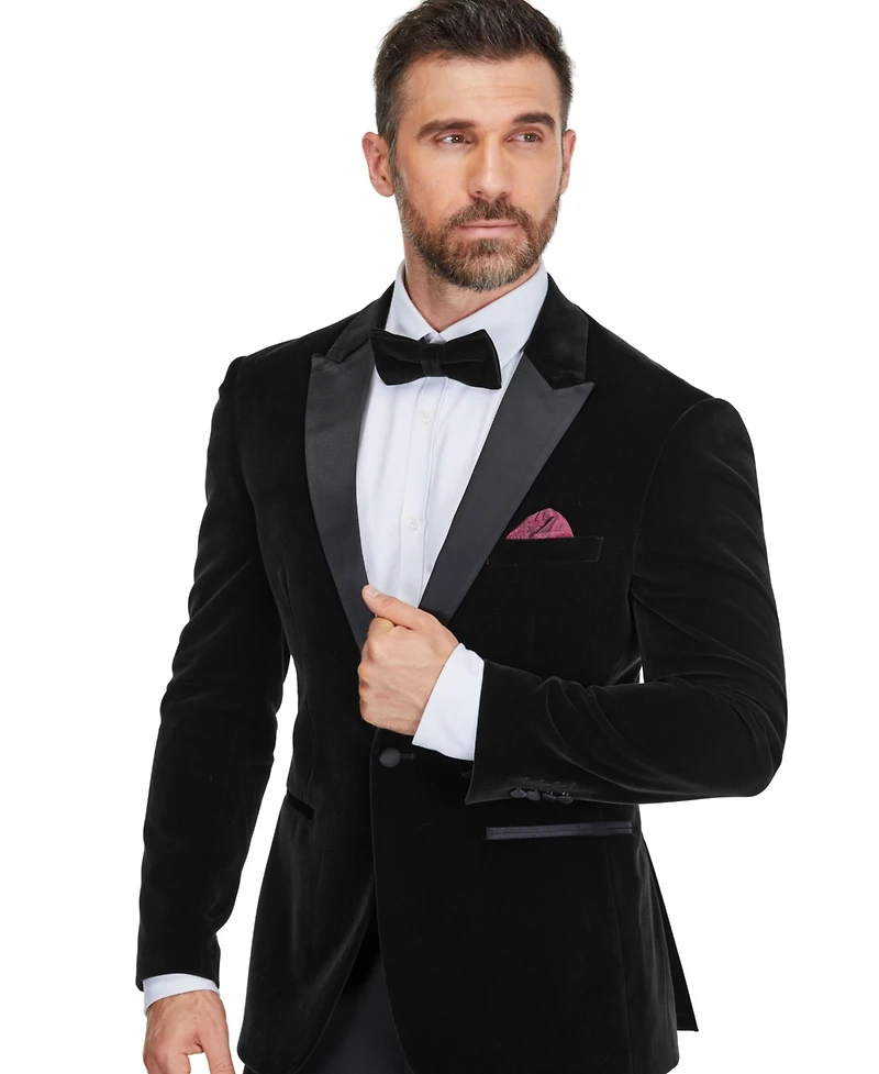 Gino Vitale Men's 2-Piece Velvet Birdseye Lapel Slim-Fit Tuxedo