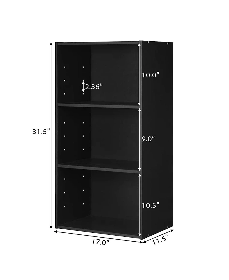 Sugift Modern Three Shelf Bookcase Storage Display Cabinet