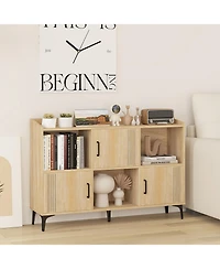 Sugift Sideboard Storage Cabinet with Doors and Open Compartments