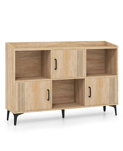 Sugift Sideboard Storage Cabinet with Doors and Open Compartments