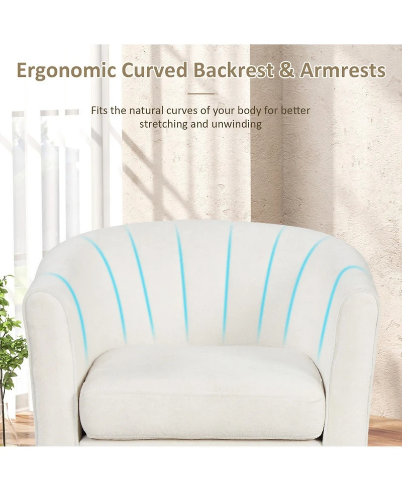 Gouun Upholstered Teddy Velvet Barrel Chair with Ottoman Footrest