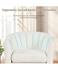 Gouun Upholstered Teddy Velvet Barrel Chair with Ottoman Footrest