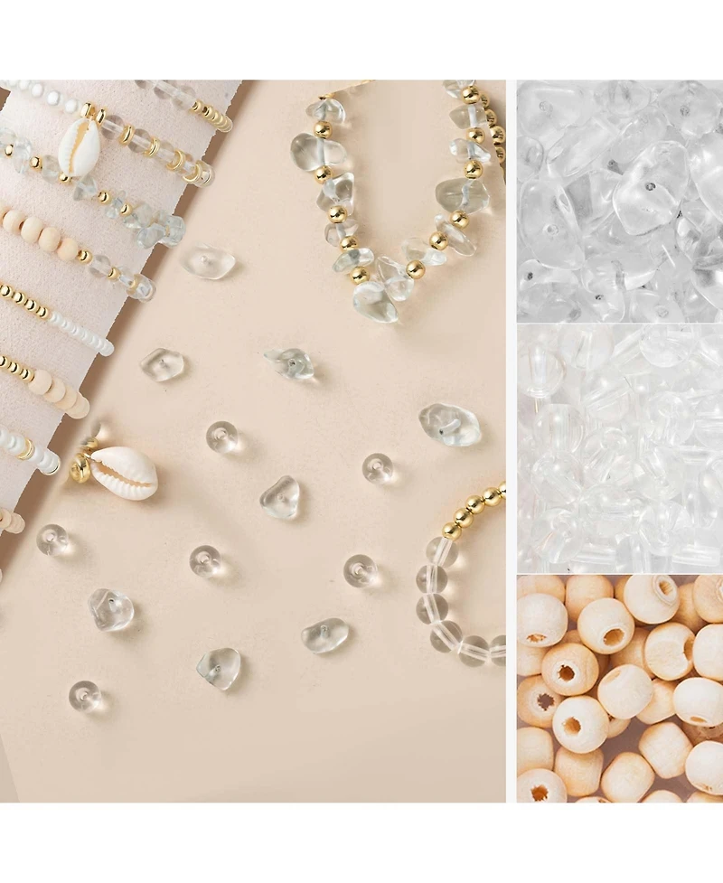 Gnuadz 335pcs, Stone Beads Kit Irregular Diy Craft Bracelet Necklace Earrings Transparent