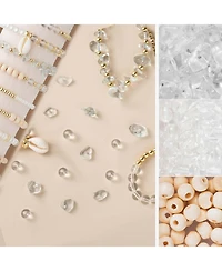 Gnuadz 335pcs, Stone Beads Kit Irregular Diy Craft Bracelet Necklace Earrings Transparent