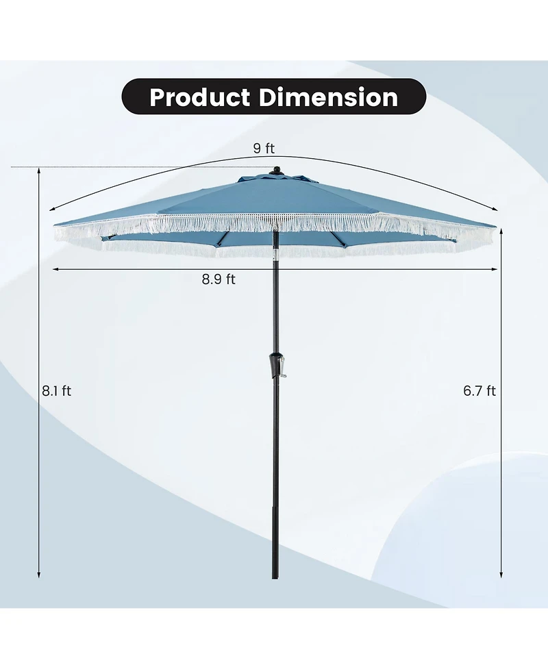 Sugift 9 ft Patio Umbrella with Sun Protective Canopy