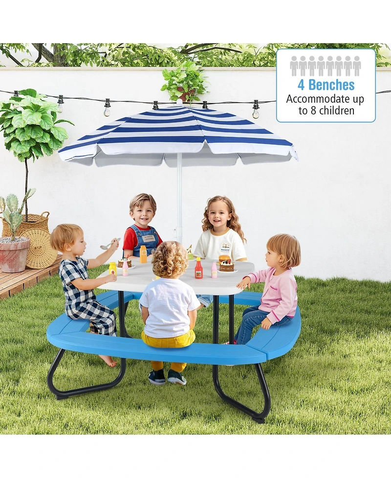 Sugift Toddler Outdoor Activity Table with Adjustable and Collapsible Umbrella.
