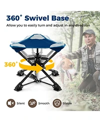 Sugift Folding Camping Stool Swivel Hunting Chair with Anti Sink Feet