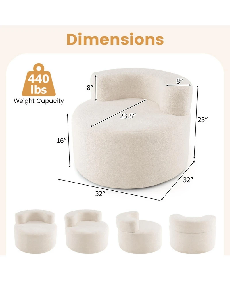 Gouun Moon-Shaped Floor Sofa Chair with Soft Teddy Fleece