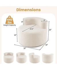 Gouun Moon-Shaped Floor Sofa Chair with Soft Teddy Fleece