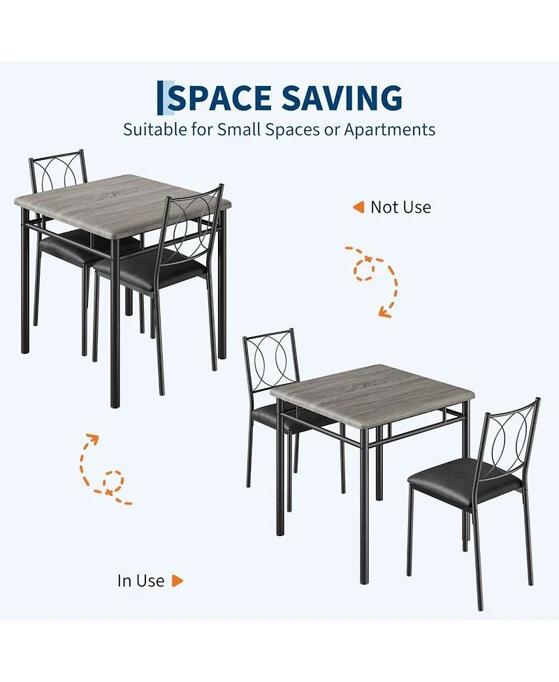 gaomon Dining Table Set for 2, Small Kitchen Table with Upholstered Chairs, Farmhouse Wood Dining Table Chairs for Kitchen Room, Small Spaces