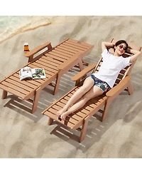 Sugift Outdoor Chaise Lounge Chair 400 lbs Capacity 6-Position Adjustable Hdpe