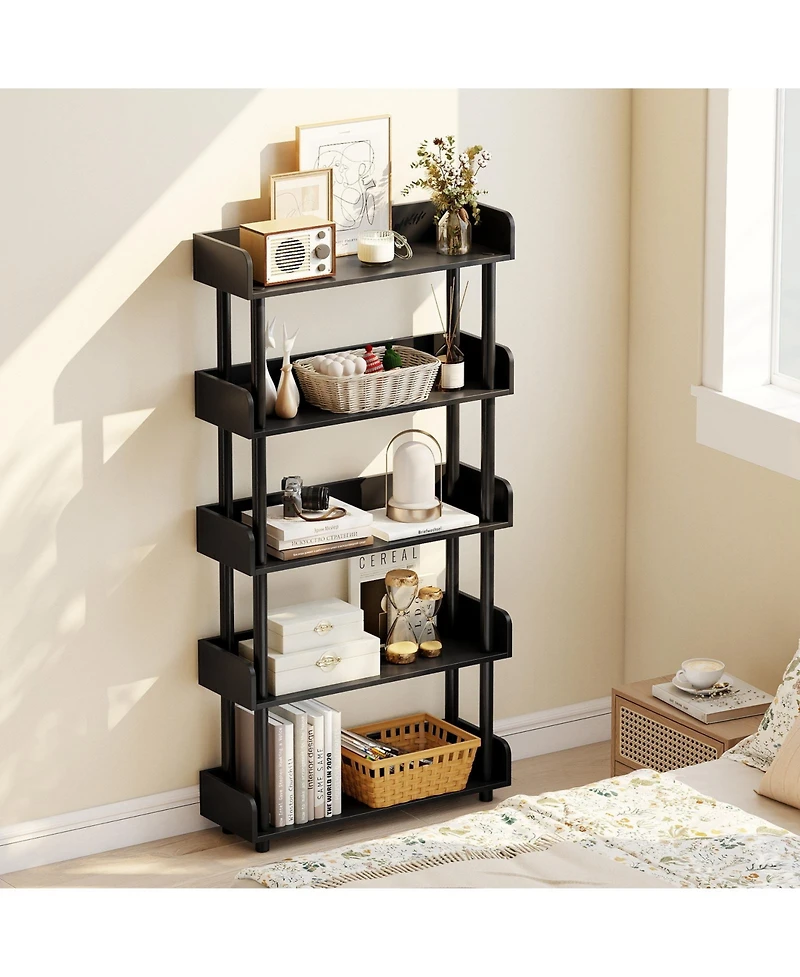 Sugift Five Tier Open Bookcase Industrial Storage Display Shelf