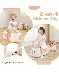 Slickblue Toddler Ride-On Car with Trailer, Lights and Music