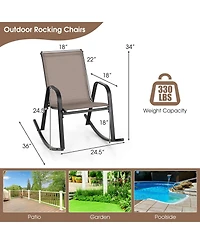 Gymax Set of 2 Metal Rocking Chair Heavy-Duty Rocker Outdoor Anti-Slip Patio