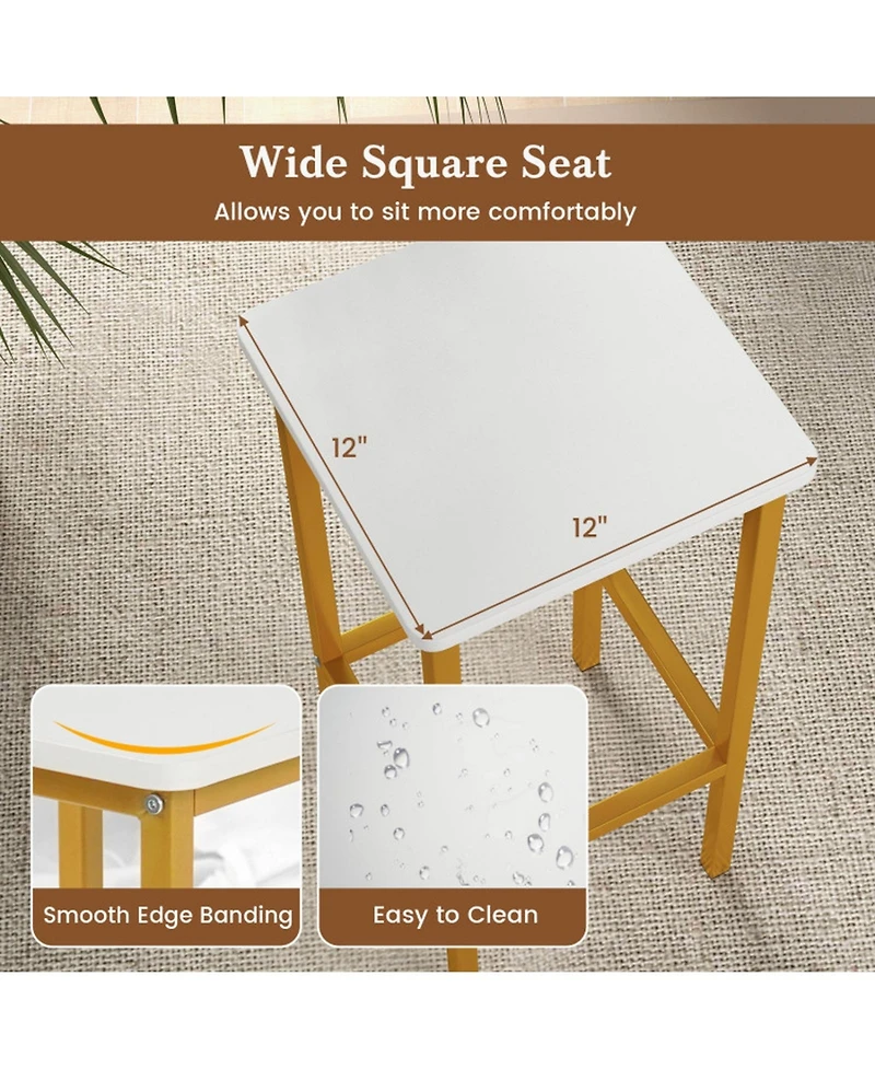 Gouun Counter Height Bar Stools Set of 4 with Wood Frame