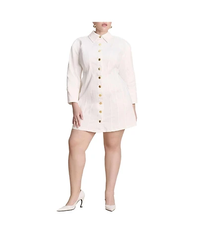 Eloquii Women's Plus Corset Detail Denim Mini Dress