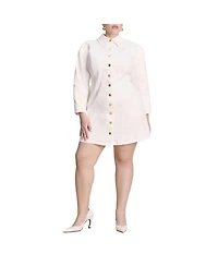 Eloquii Women's Plus Corset Detail Denim Mini Dress