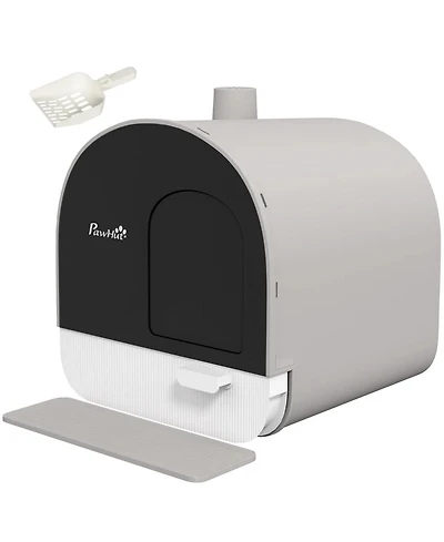 Zeus and Ruta Covered Cat Litter Box with Lid, Scoop Odor Filter, Space-Saving Design