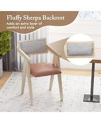 Gouun Mid Century Wooden Accent Chairs Set of 2 with Leathaire Cushions