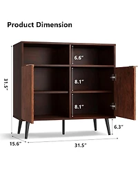 gaomon Farmhouse Sideboard Buffet Cabinet with Storage, Wood Kitchen Cabinet with Open Shelves