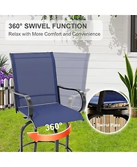 gaomon 2 Piece Outdoor Swivel Bar Chairs, Patio High Swivel Bar Stools, All Weather High Back and Armrest Patio Chairs, Outdoor Rotating BarChair