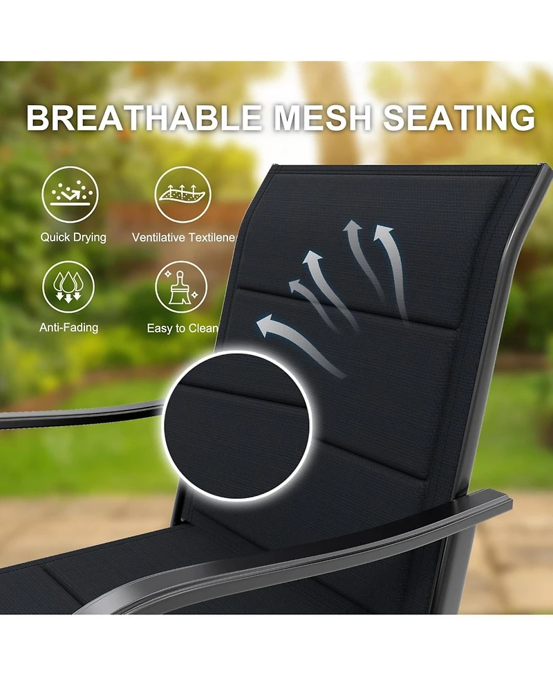 gaomon 2 Piece Outdoor Swivel Bar Chairs, Patio High Stools, All Weather Back and Armrest Rotating BarChair