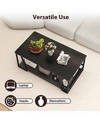 Slickblue Industrial Coffee Table 2 Tier with Storage Shelf Rectangle