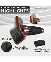 Aronkl Slicker Brush for Dogs Professional Grooming Undercoat Removal Long Short Hair Stainless Steel Pins Maplewood Handle