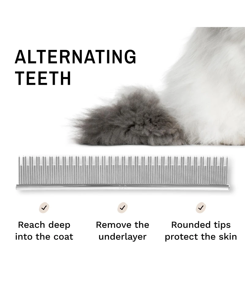 Aronkl Proglide 6" Cat Deshedding Detangling Comb Dual Length Rounded Pins