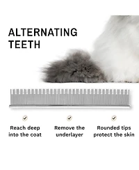 Aronkl Proglide 6" Cat Deshedding Detangling Comb Dual Length Rounded Pins