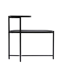 sumyeg Round Wooden Coffee Table with 2-Tier Storage Tray in Black