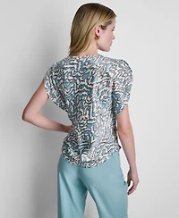 Dkny Women's Printed Cowl Neck Blouse