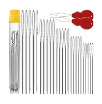 Gnuadz Large Eye Hand Sewing Needles Assorted Sizes Embroidery 25/50 With Threaders 25 Pack