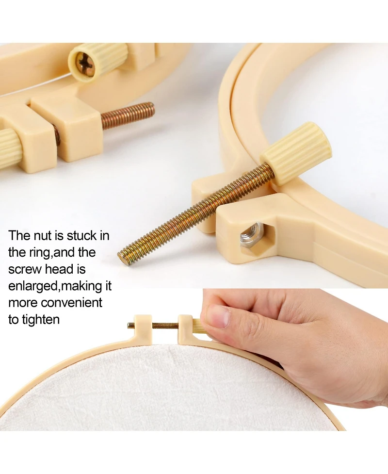 Gnuadz Burlywood Embroidery Hoops Plastic Round Cross Stitch Craft Sewing Frames 6 Sizes 3.6-10.7 Inch 16pcs