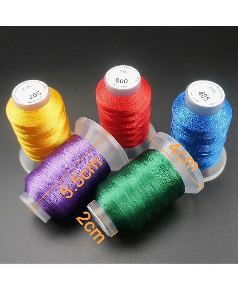 Gnuadz Polyester Embroidery Machine Thread Kit 63 Colors 500m Spool Universal Sewing