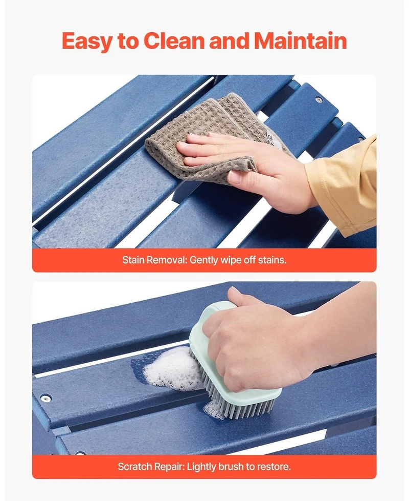 Sugift Set of 2 Adirondack Ottomans 18.7L x 18.9W in Hdpe Weather-Resistant Foldable