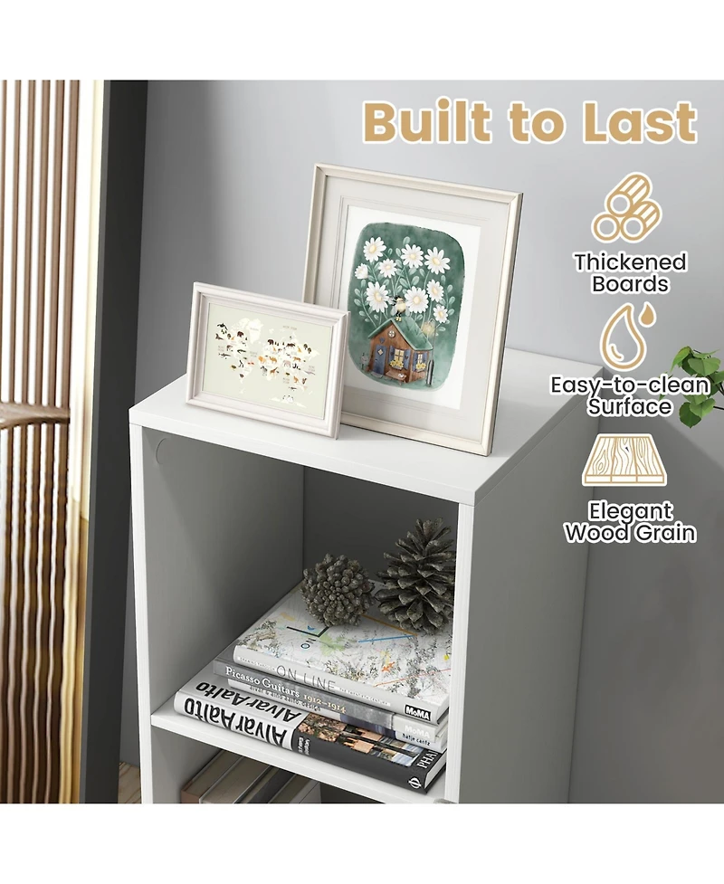 Sugift Two Cube Bookshelf with Back Guardrail for Living Spaces