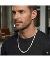 Metallo Stainless Steel, Round Cz Tennis Necklace