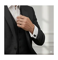 Metallo Stainless Steel, Textured Cz Cuff Links
