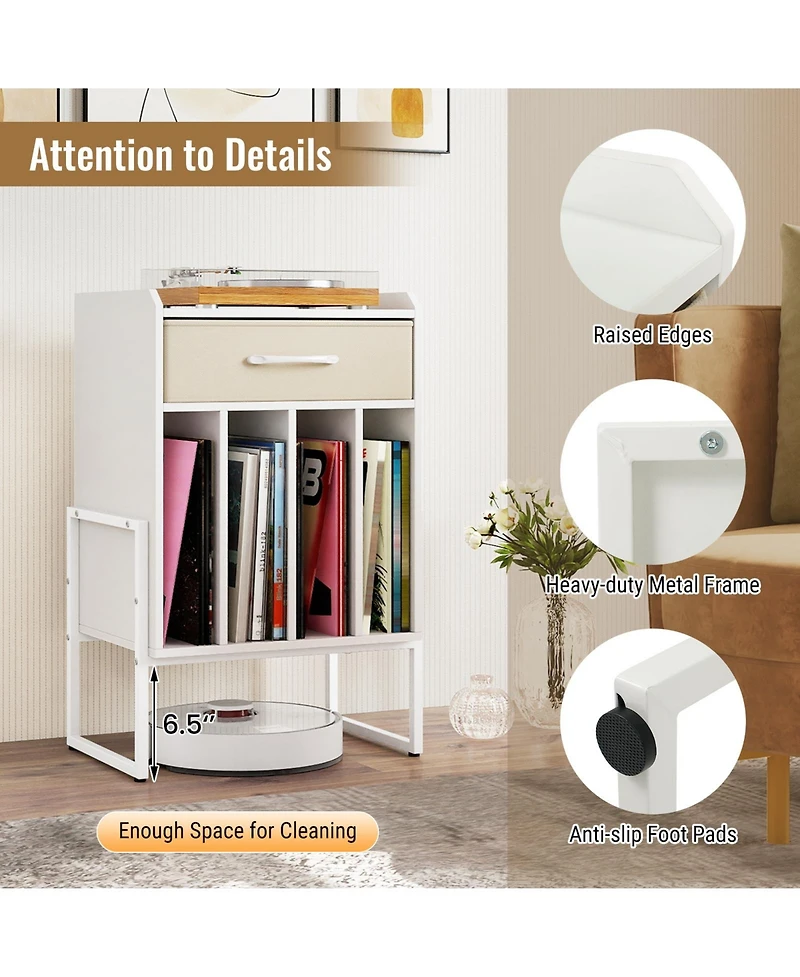 Sugift Record Player Stand with Drawer and Vinyl Record Storage