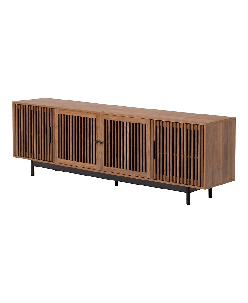 sumyeg 78 inch Modern Cabinet Tv Stand with Closed Storage & Cable Management, Soft-Closing Hinges, Solid Wood Legs