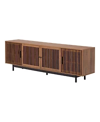 sumyeg 78 inch Modern Cabinet Tv Stand with Closed Storage & Cable Management, Soft-Closing Hinges, Solid Wood Legs